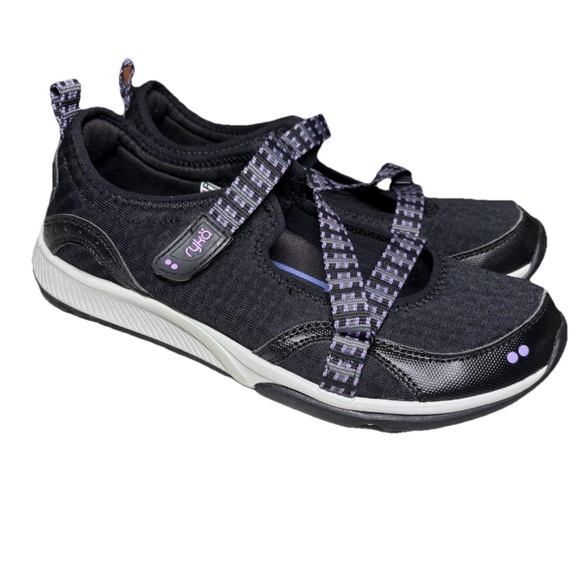 Ryka Shoes - Ryka Black with Pink Logo Athletic Slip-On Shoe 7.5W